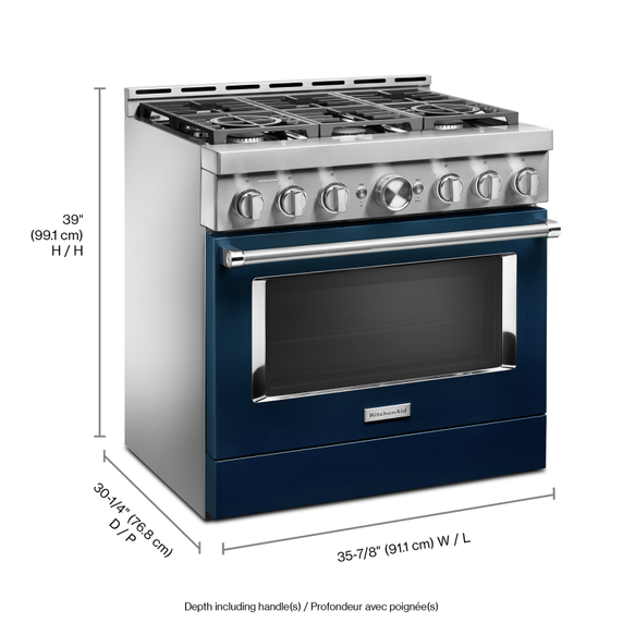 Cuisinière commerciale intelligente au gaz KitchenAid®, 6 brûleurs, 36 po KFGC506JIB