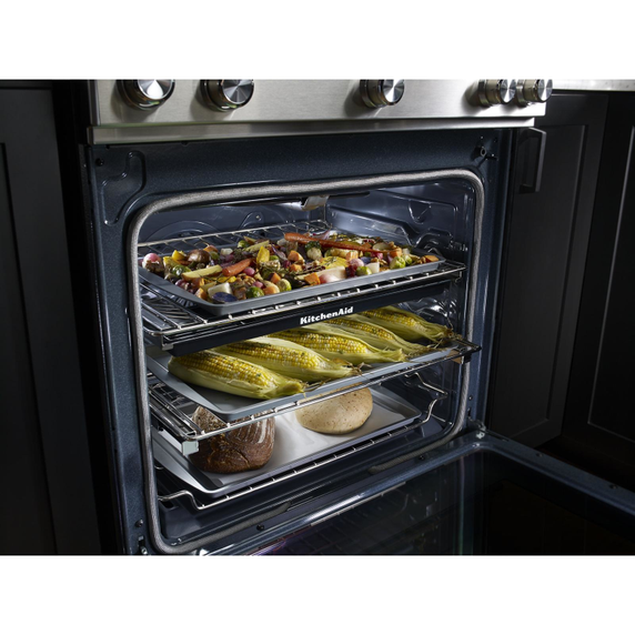 Cuisinière au gaz, à convection, commandes frontales, 5 brûleurs, 30 po KitchenAid® KSGB900ESS