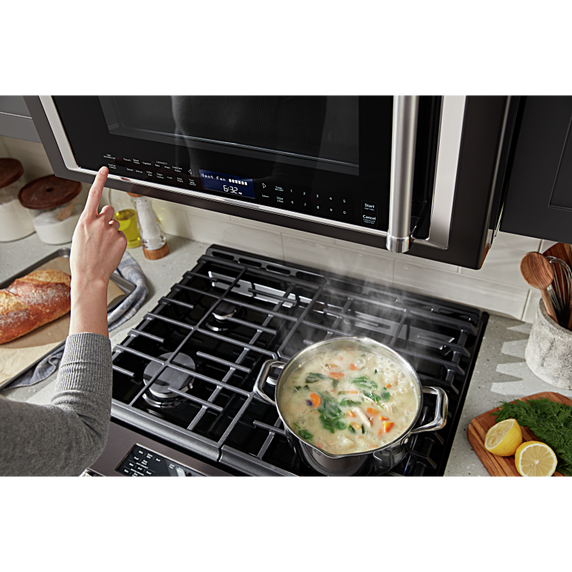 Cuisinière au gaz à commandes frontales à convection avec 5 brûleurs - 30 po KitchenAid® KSGG700EBS