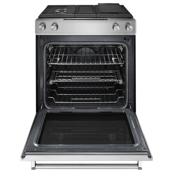 Cuisinière bi-combustible à commandes frontales, 4 brûleurs, 30 po KitchenAid® KSDG950ESS