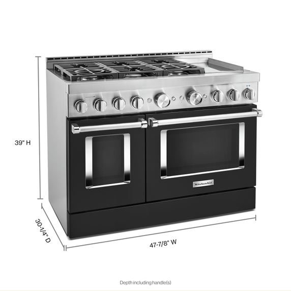 Cuisinière commerciale intelligente au gaz KitchenAid® avec plaque chauffante, 48 po KFGC558JBK