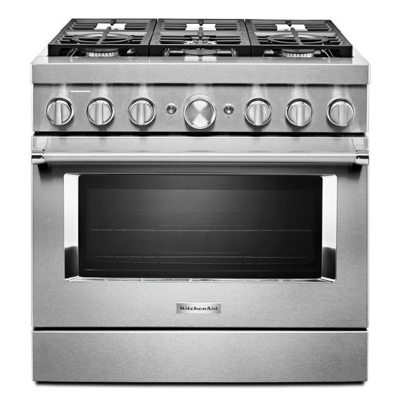 Cuisinière commerciale intelligente bicombustible KitchenAid®, 6 brûleurs, 36 po KFDC506JSS