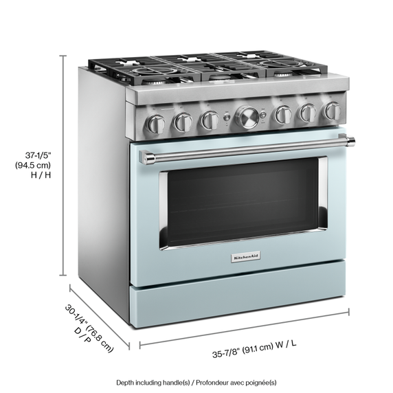 Cuisinière commerciale intelligente bicombustible KitchenAid®, 6 brûleurs, 36 po KFDC506JMB