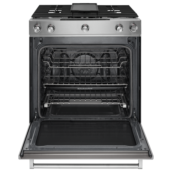 Cuisinière bi-combustible et à convection, commandes frontales, 5 brûleurs, 30 po KitchenAid® YKSDB900ESS