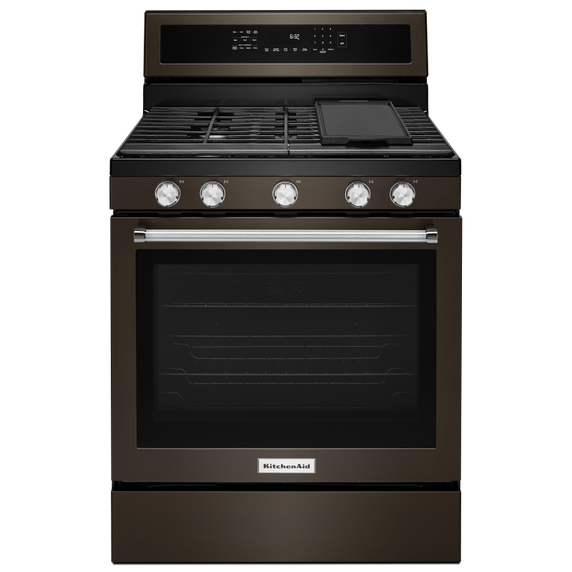 Cuisinière au gaz à convection avec 5 brûleurs - 30 po KitchenAid® KFGG500EBS