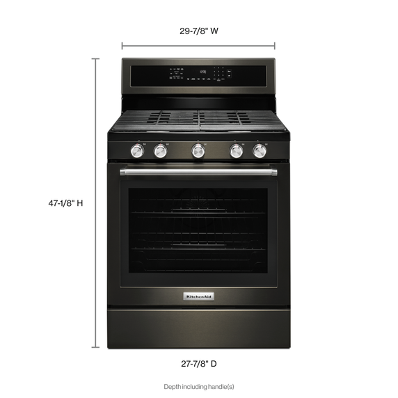 Cuisinière au gaz à convection avec 5 brûleurs - 30 po KitchenAid® KFGG500EBS