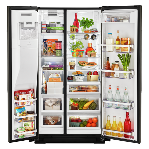 Réfrigérateur côte à côte avec distributeur extérieur d’eau et de glaçons et fini printshieldtm - 24.8 pi cu - 30 po KitchenAid® KRSF705HBS