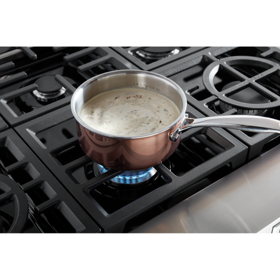 Table de cuisson commerciale au gaz avec 6 brûleurs et plaque chauffante - 48 po KitchenAid® KCGC558JSS