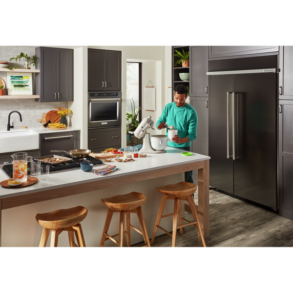 Réfrigérateur encastré côte à côte noir à fini printshield™ - 48 po - 30 pi cu KitchenAid® KBSN708MBS