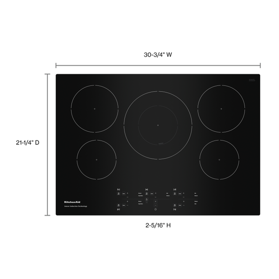 Table de cuisson à induction par capteur de 5 éléments et 30 po KitchenAid® KCIG550JBL