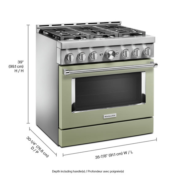 Cuisinière commerciale intelligente au gaz KitchenAid®, 6 brûleurs, 36 po KFGC506JAV