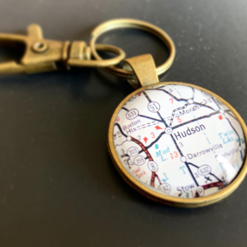 Vintage Map Keychain- HUDSON