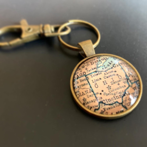 Vintage Map Keychain- OHIO