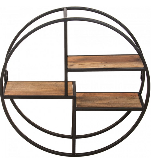 Circle Wall Shelf- IRON AND MANGO WOOD