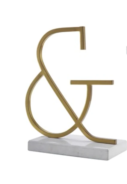 Trendy yet sophisticated, these brushed brass and white marble accessories are the perfect accent for any office.