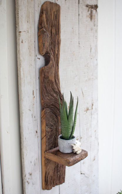 Tall Recycled Wood Wall Shelf