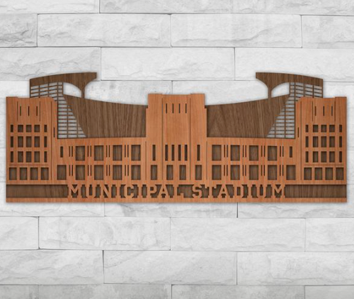 MUNICIPAL STADIUM - wood wall art- LARGE