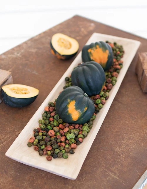 Hand Carved Wood Rectangular Tray