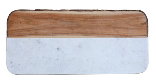 Marble + Wood Cheese Tray with Live Edge