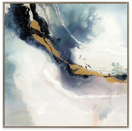 Sunset Sherbert I Blue and Gold LBA Art with floating frame