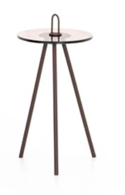 Copper Glass Top Accent Table
