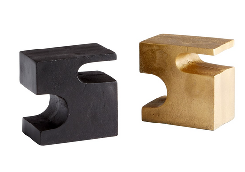 Puzzle Piece Bookends Bronze + Brass - Set of 2