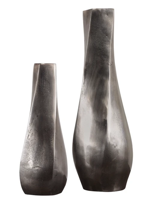 Antique Nickel Vases - set of 2