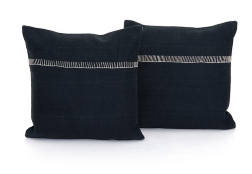 Pillow- Charcoal with White Stitch- Set of 2