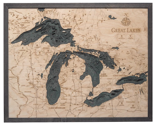 Wood Chart- GREAT LAKES / Grey-16x20 