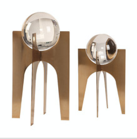 Brass Crystal Balls- SET OF 2