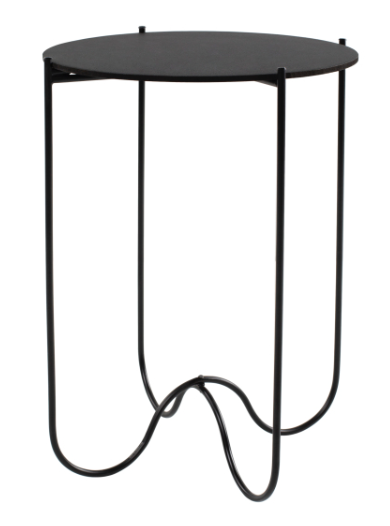 Distressed Black Round Side Table