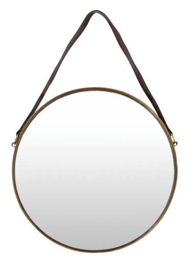 Gold Mirror with Leather Strap
