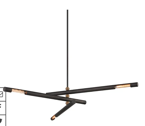 Black and Brass Large Chandelier- HENDRIX