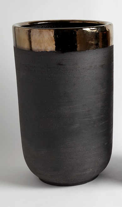 Black with Bronze Rim Vase
