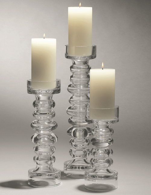 Glass Ribbed Candle Holders- SET OF 2