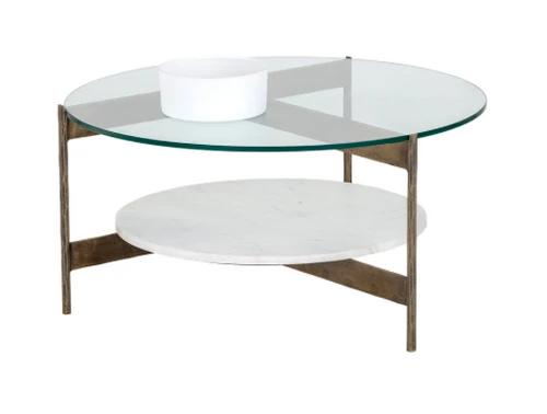 Round Glass + Marble Coffee Table