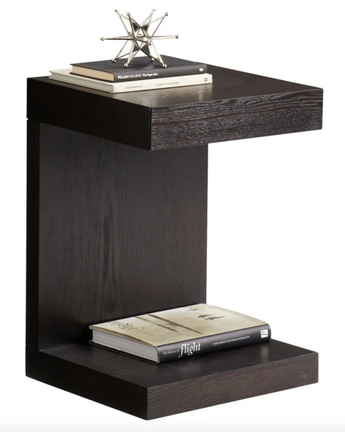 C-Shaped Side Table with Drawer- ESPRESSO