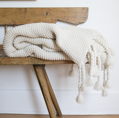 Oversized Tassel Throw- CREAM