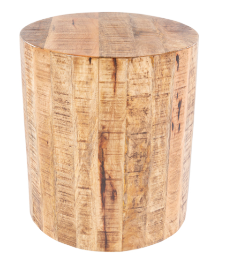 Wood Carved Stool on Wheels