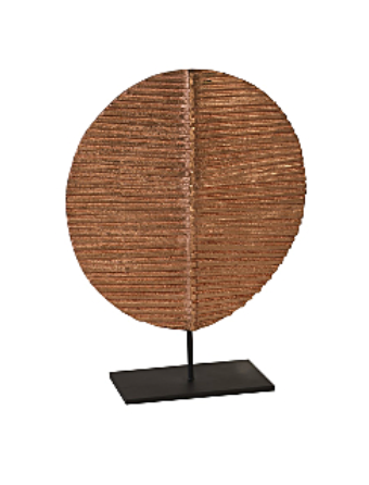 Round Carved Wood Disc Sculpture - ROSE GOLD