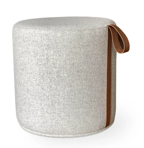 Celine Pouf with Handle- SILVER / LIGHT GREY WOOL