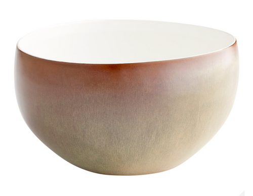 Olive + White Glazed Ceramic Bowl- ROUND