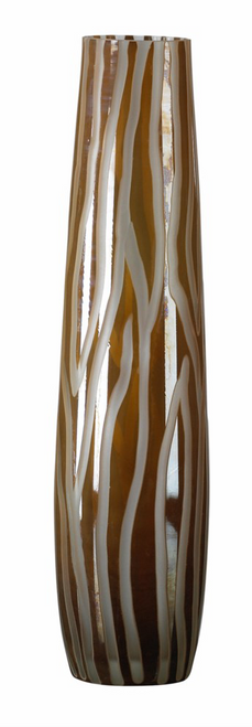 Brown Glass Etched Vase- MEDIUM