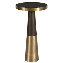 Black + Brass Side table with Black Glass Top