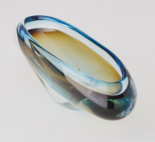 Glass Canoe Bowl- Turquoise 