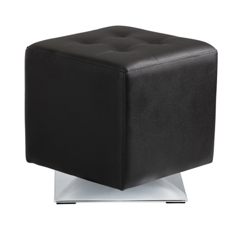 BLACK Faux Leather Tufted SWIVEL SQUARE Ottoman
