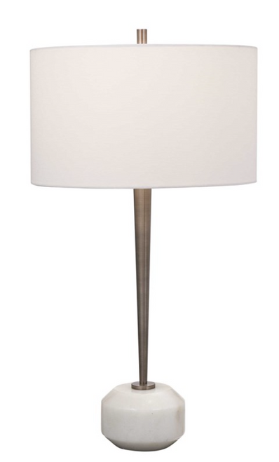 Nickel Table Lamp with Marble Base