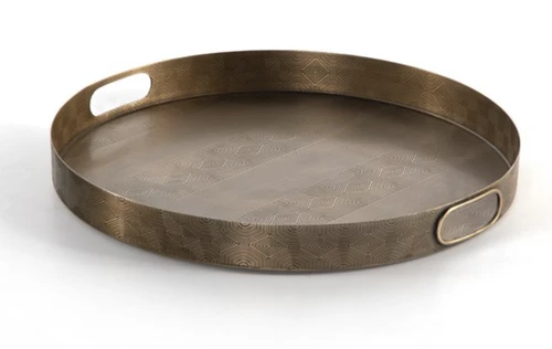 Etched Brass Tray with Handles