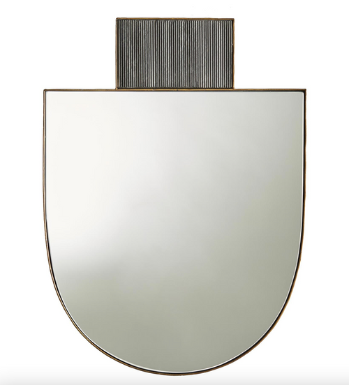 Arched Mirror with Black Marble Crown Accent