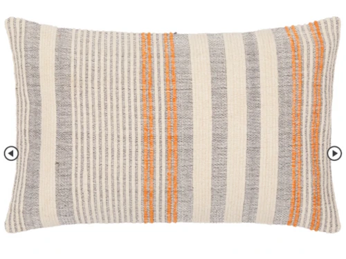 pillow- BLUE AND ORANGE STRIPED LUMBAR